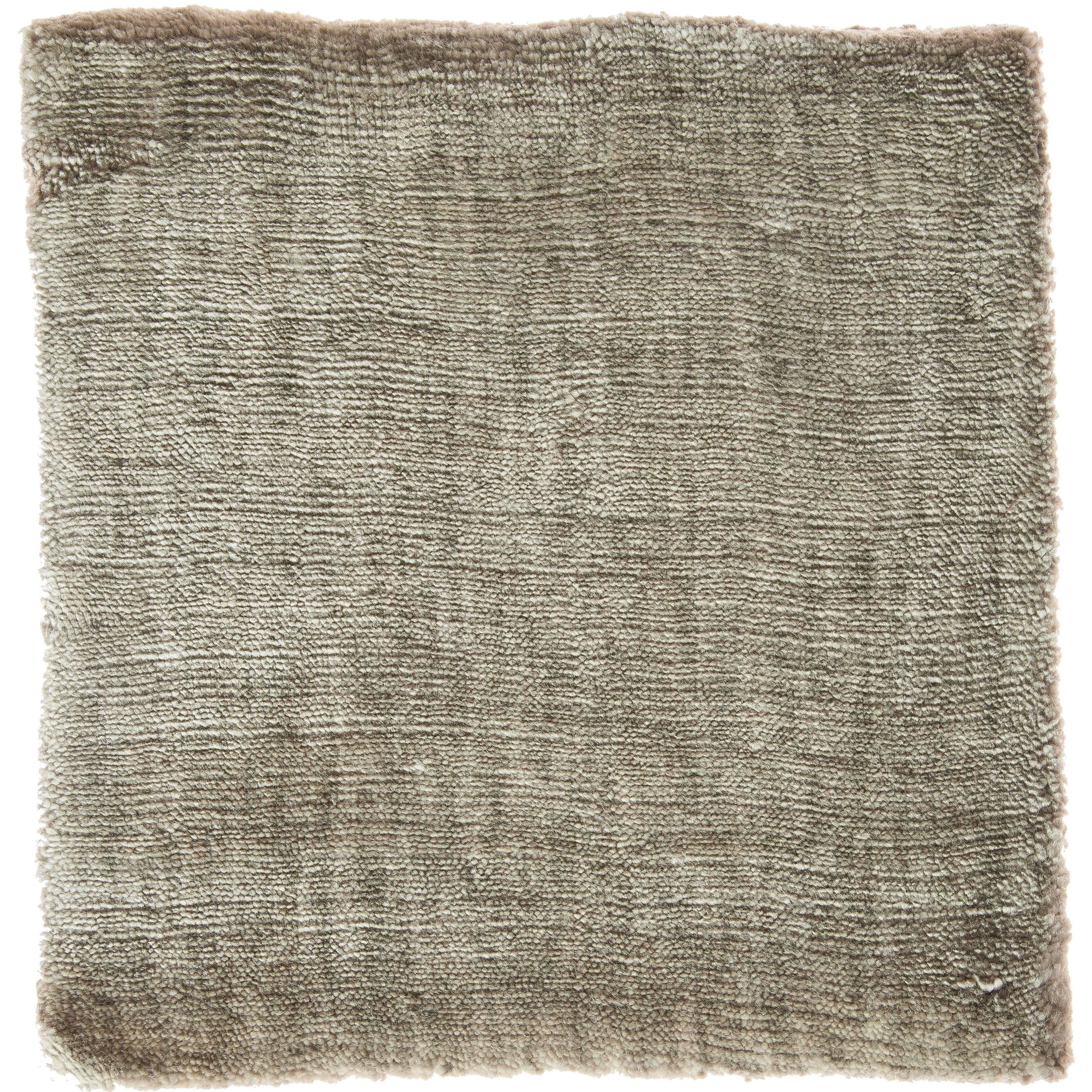 Light Green Olive Color Hand-Loomed Bamboo Silk Solid Neutral Rug in Any Size For Sale