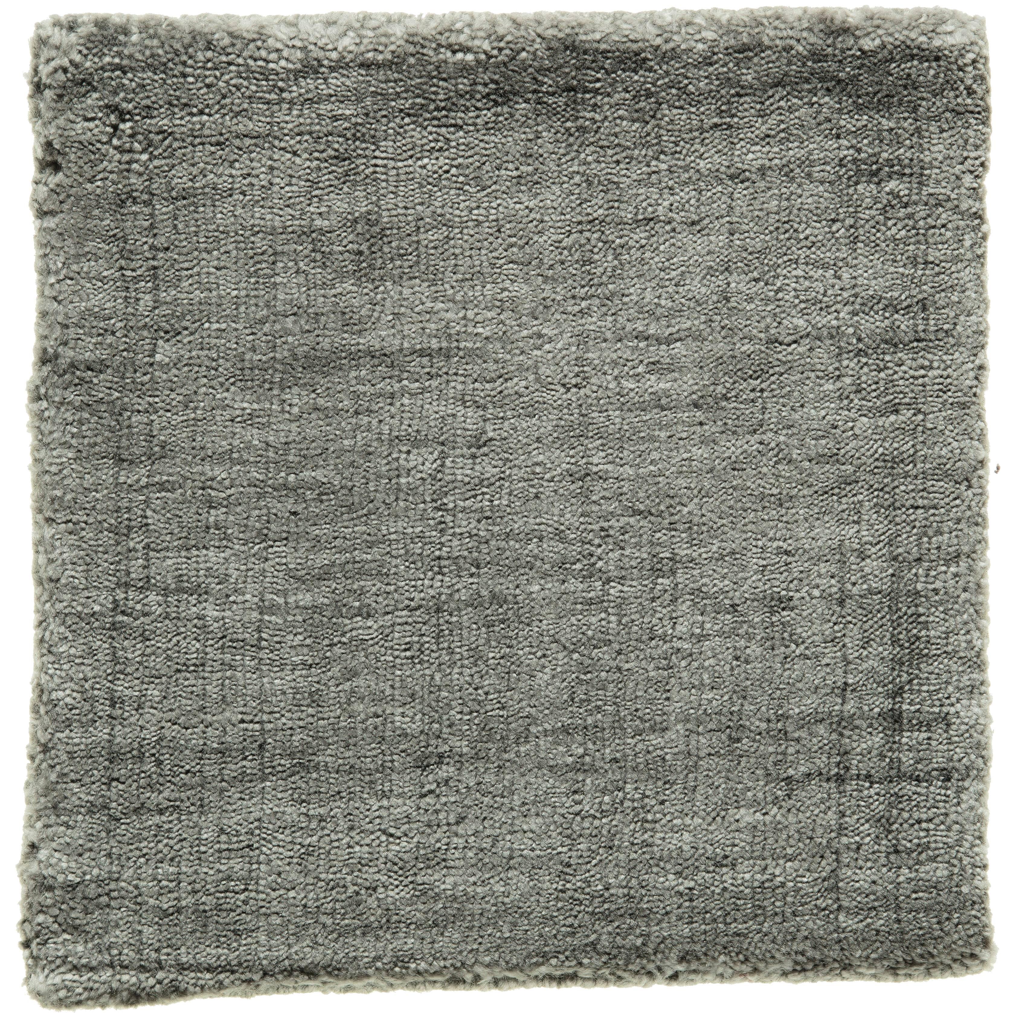 Neutral Grey Rug Hand-Loomed Bamboo Silk Solid Neutral Rug in Any Custom Size For Sale