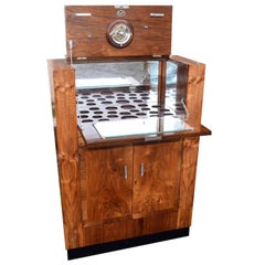 English Art Deco Fitted Burr Walnut Cocktail Cabinet or Dry Bar