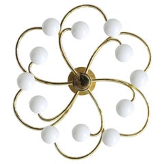 Large MidCentury Sputnik Brass Flush Light Pendant , Stilnovo Gio Ponti Era