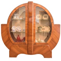 Round Art Deco Vitrine Cabinet
