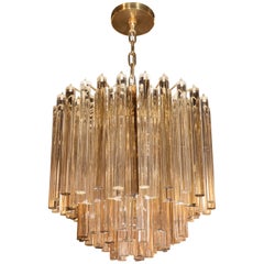Italian Mid-Century Modern Chandelier Clear and Smoked Topaz Camer Rods