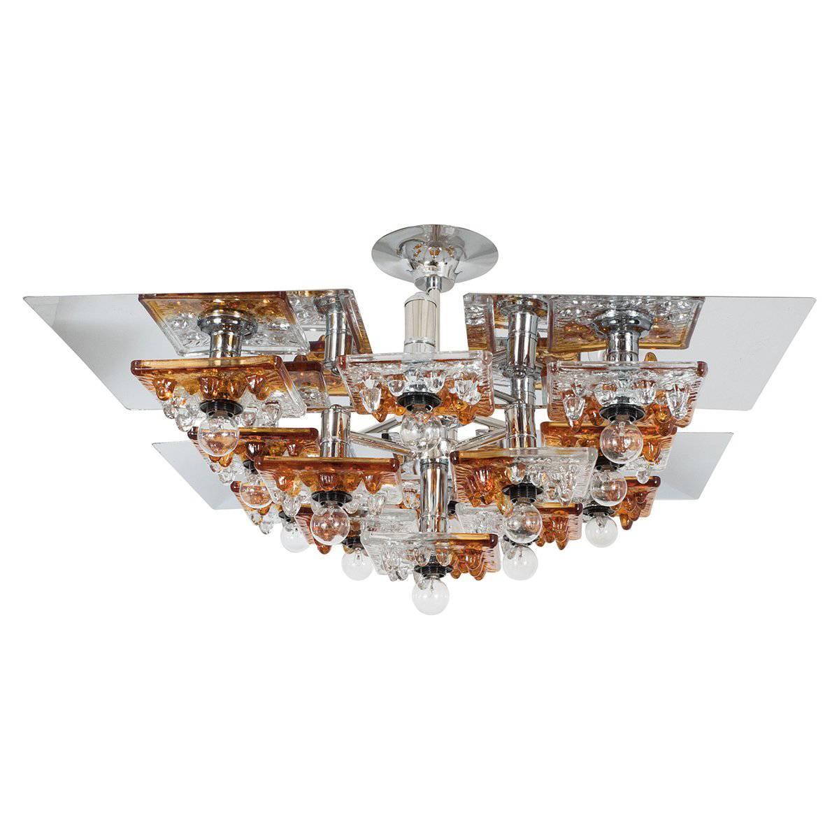 Tiered Polished Nickel Chandelier
