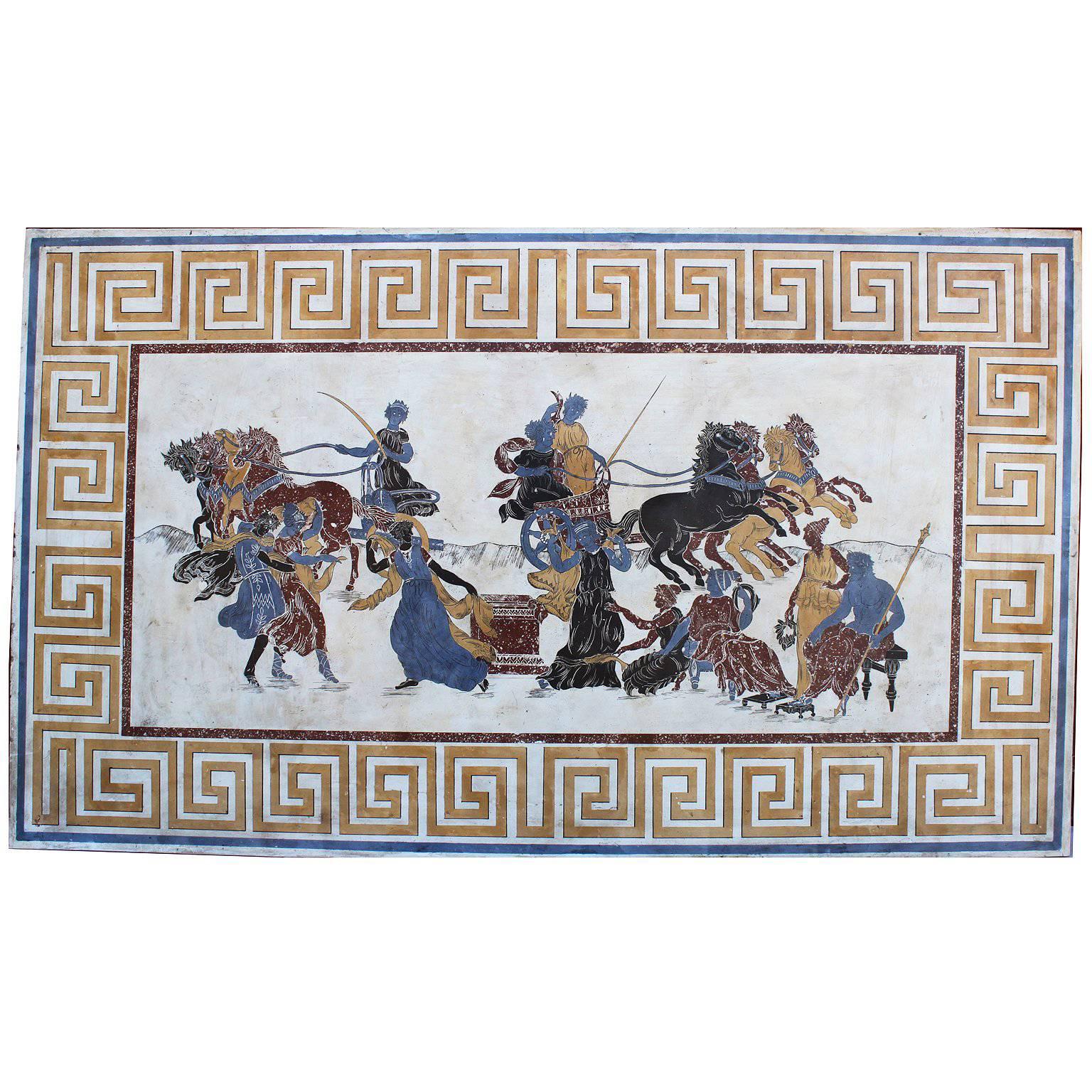 Placa mural italiana de estilo neoclásico y grecorromano del siglo XIX-XX Scagliola