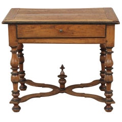German Single Drawer Walnut Occasional Table, Early 19th Century
