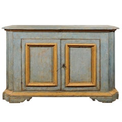 Italian Florentine Light Grey Blue Painted Buffet with Two Doors from the 1820s
