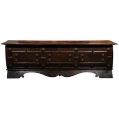 Early 18th Century Italian Hand-Carved Walnut Cassone Chest from Siena