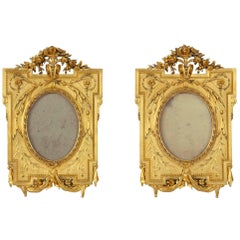 Antique Pair of French 19th Century Louis XVI St. Ormolu Picture Frames Signed Cristofle