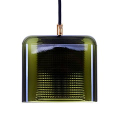 Orrefors Square Pendant by Lyfa/Orrefors, 1960s, Green and Clear Crystal Lamp