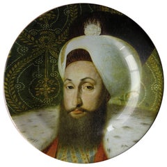 Sultan Selim III Ceramic Plate by Les Ottomans, Handmade in Italy