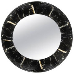 Large Faux Marble Round Mirror