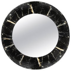 Vintage Large Faux Marble Round Mirror