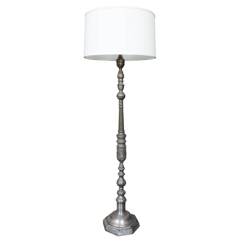 1940s French Silver Floor Lamp On, Silver Floor Lamp Base