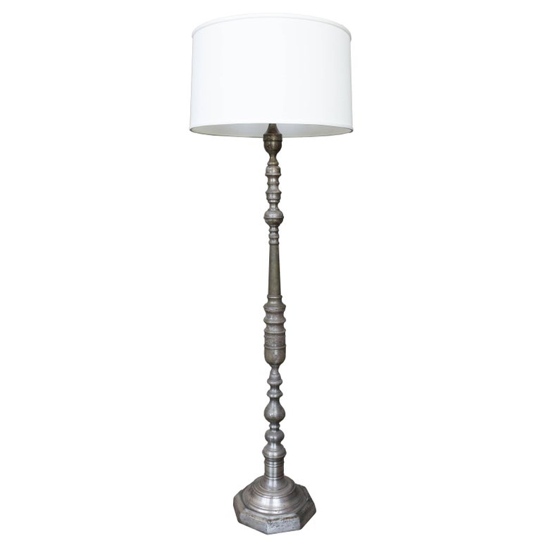 1940s French Silver Floor Lamp On Octagonal Base For At 1stdibs 1940s French Silver Floor Lamp On, Silver Floor Lamp Base