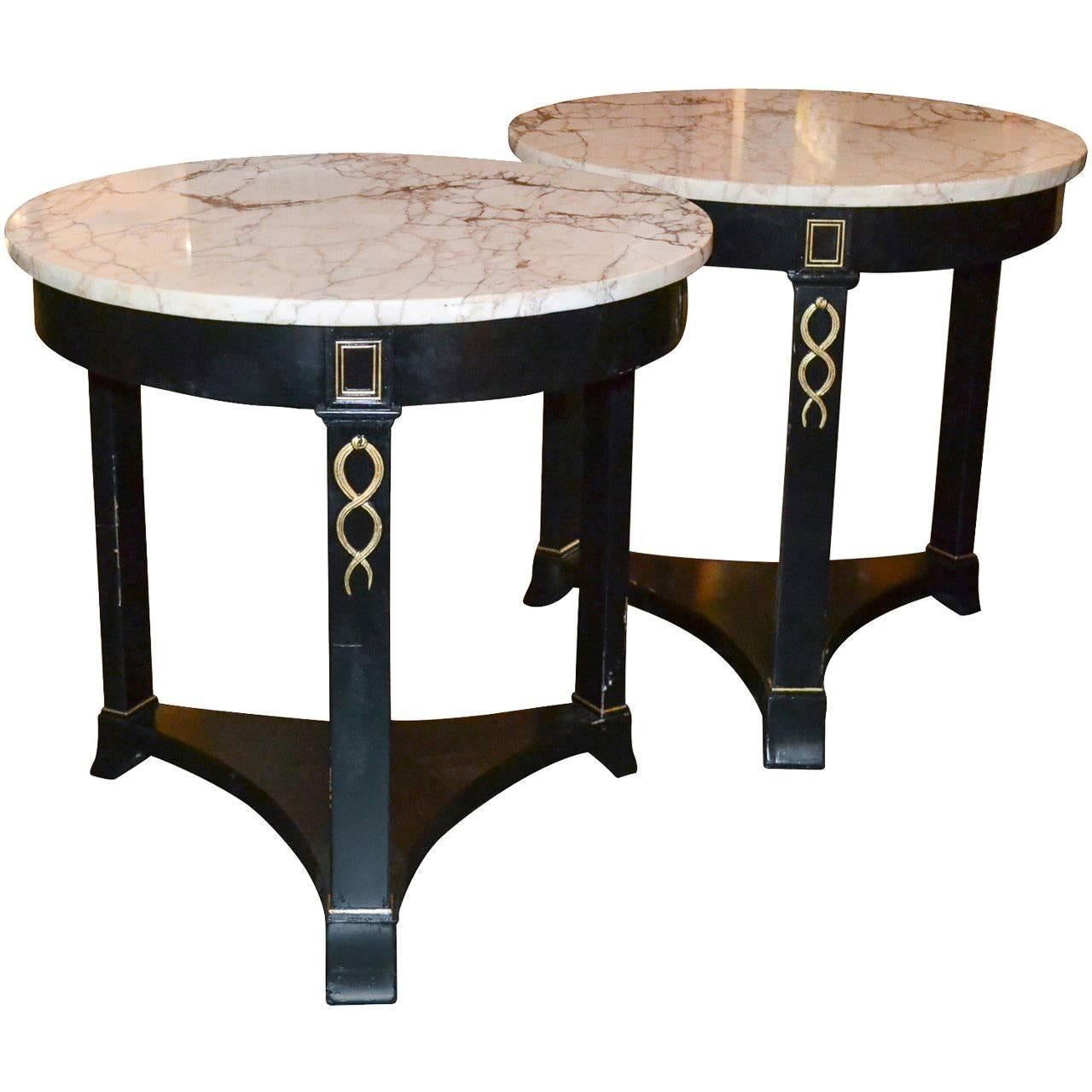 Great Pair of French Jansen Side Tables