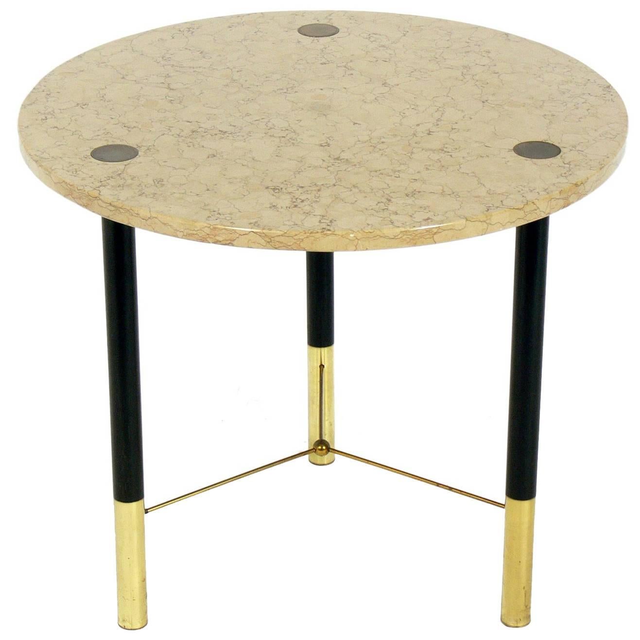 Elegant Marble and Brass Table For Sale