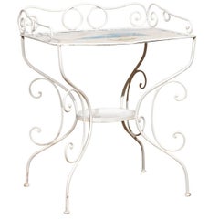 French Wrought Iron Garden Table with Steampunk Painting