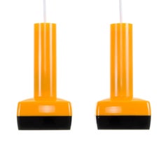 Pen Spot, Yellow and Black Pair of Pendants by Ask Belysning, 1970s