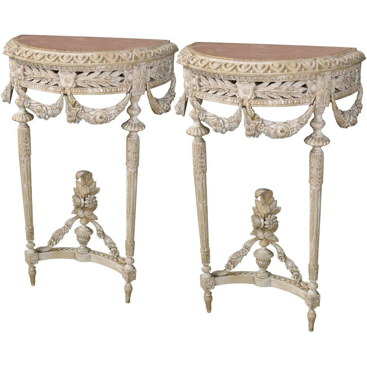 19th Century Pair of French Louis XVI Consoles