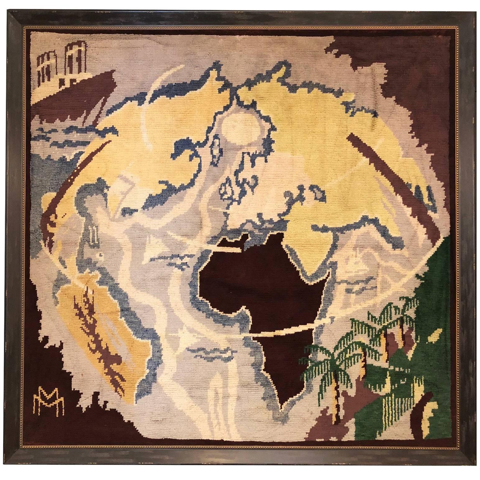 Tapisserie du monde entier, attribuée à la Maison DIM, signée « MM », France, années 1930 en vente