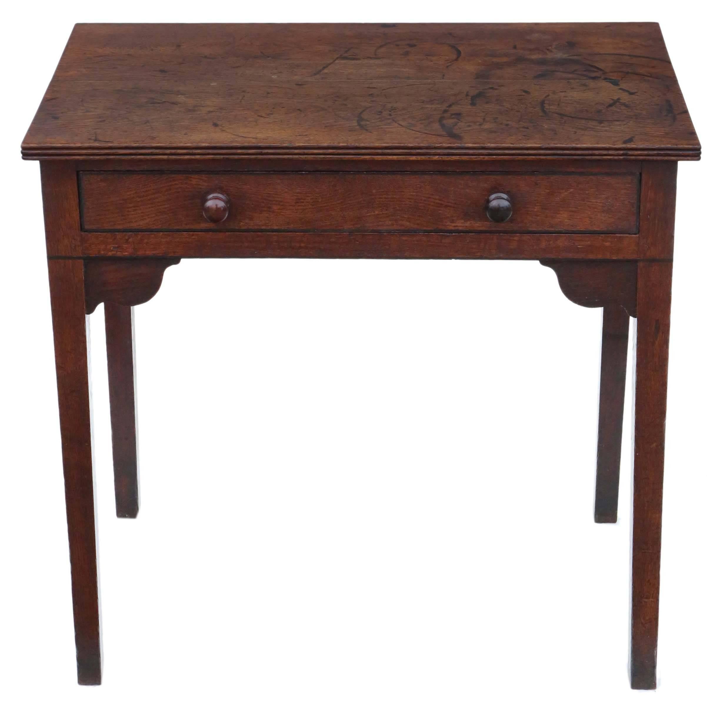 Antique Georgian Oak Desk Writing Side Table, circa 1800 For Sale