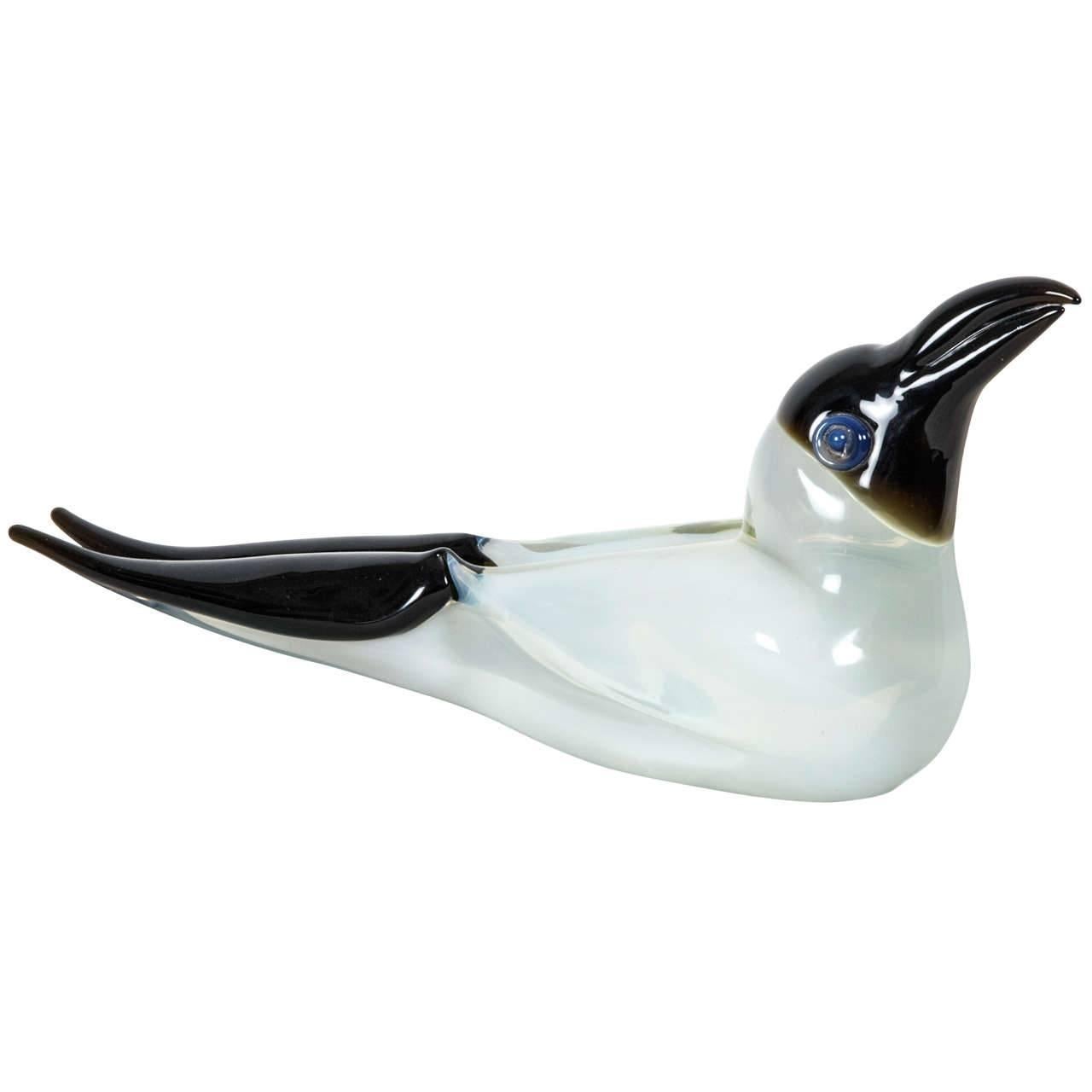 Opalescent Glass Seagull by Murano, 1970s For Sale