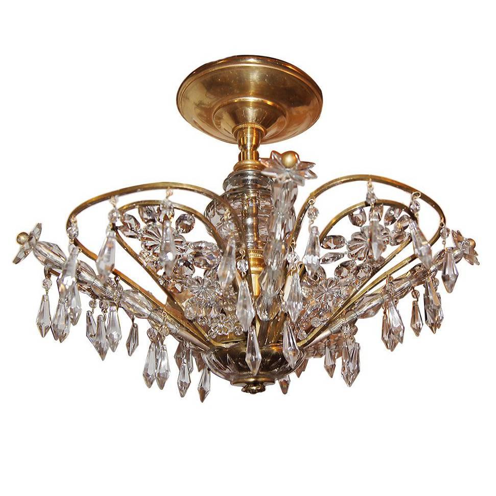 Pair of Gilt Light Fixtures with Crystals. Sold Individually. For Sale