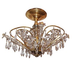 Pair of Gilt Light Fixtures with Crystals. Sold Individually.