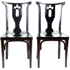 Pair of Unique Viennese Secession Chairs J&J Kohn, 1915, Josef Hoffmann