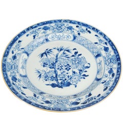 Chinese Blue and White Plate with Floral Motif