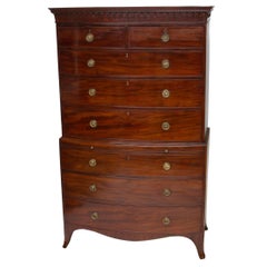 19th Century Bow Front Chest on Chest