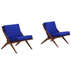Mid-Century Modern “Scissor” Lounge Chairs by Folke Olhsson for DUX