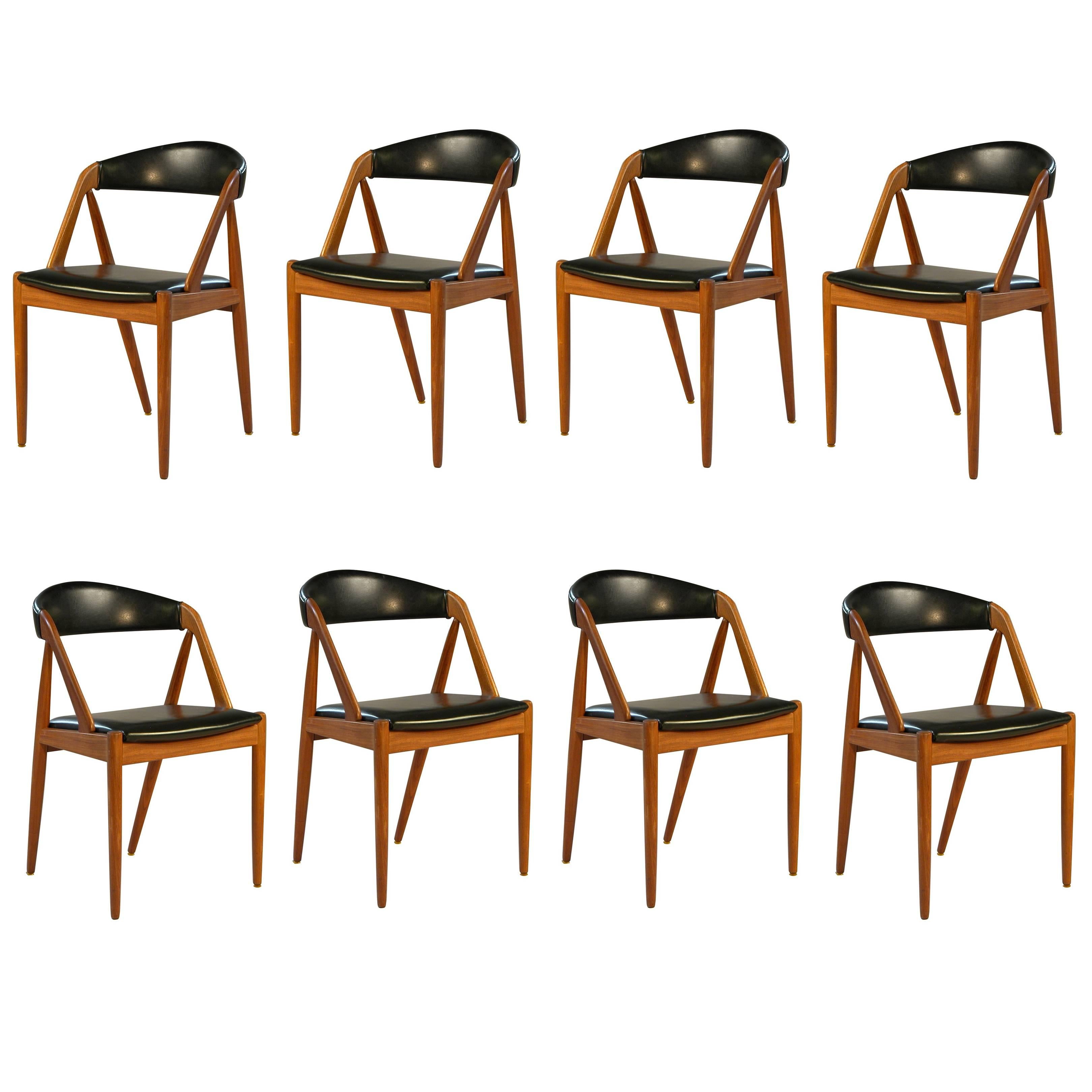 1960s Kai Kristiansen Set of Eight Model 31 Dining Chairs in Teak