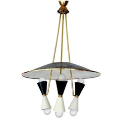  Large Stilnovo Style Chandelier with Diabolo Shades