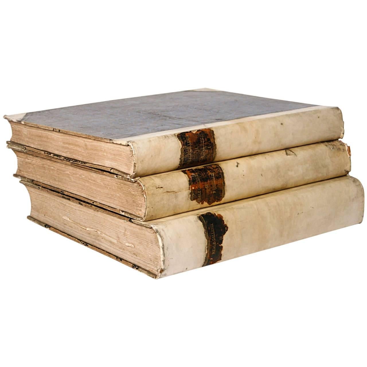 18th Century Large Vellum Books in a Three Volume Set For Sale