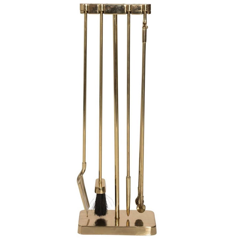 Brass Fireplace Tool Set by the Virginia Metalcrafters For Sale at 1stDibs
