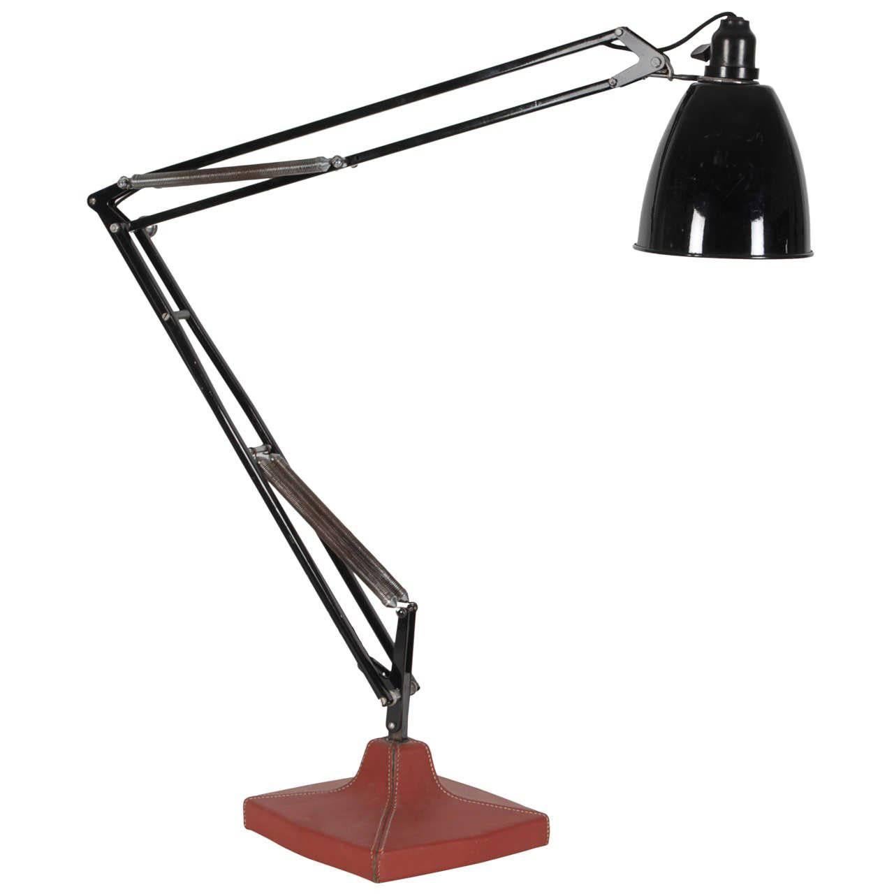 Anglepoise Lamp with Leather Base Attributed to Hermes For Sale