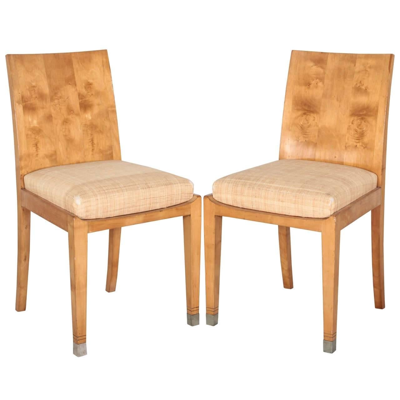 Pair of Jean-Michel Frank Sycamore Chairs For Sale