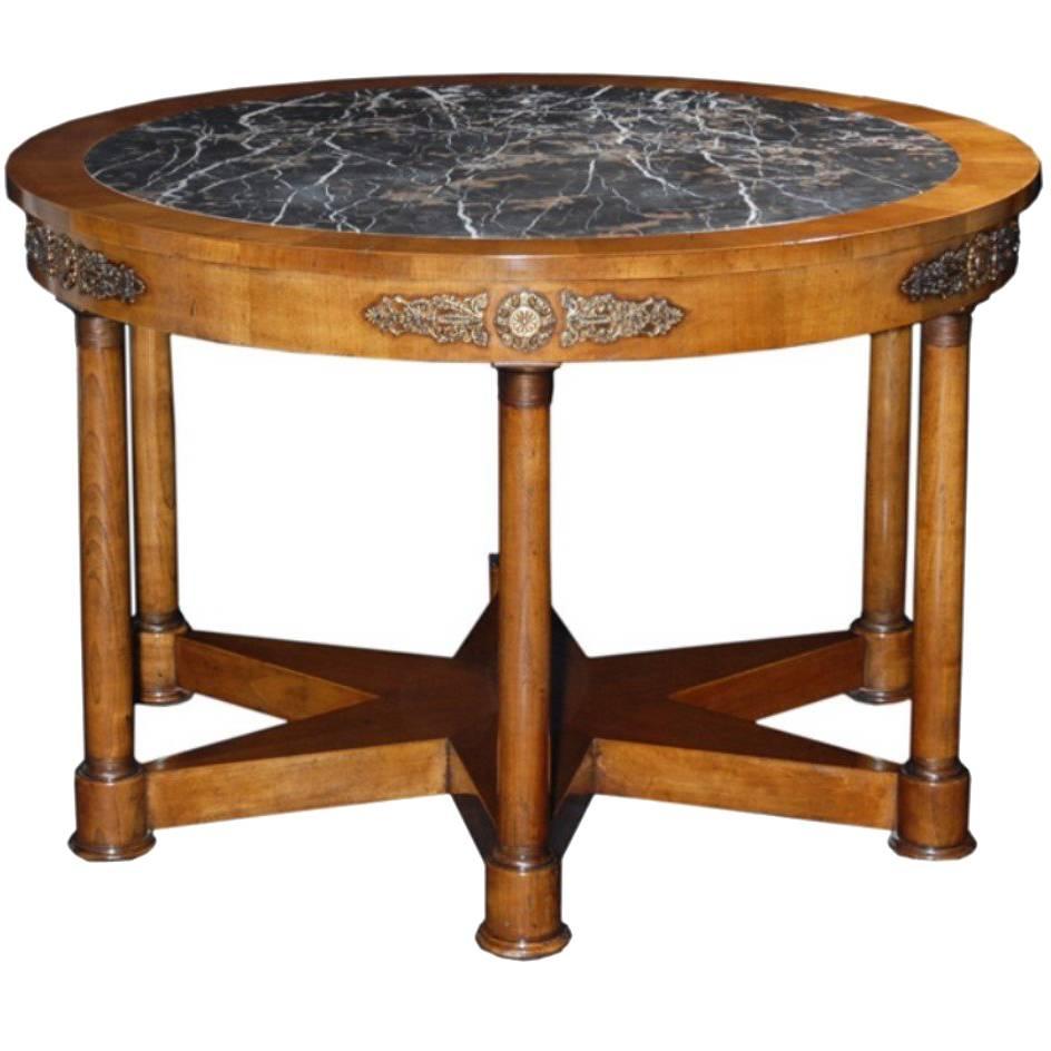 19th Century Style Marble Walnut Center Table design by Renaissance Collection For Sale