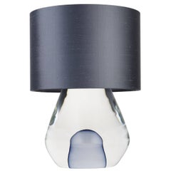 Contemporary New Born Murano Glass Table Lamp, Clear With Grey