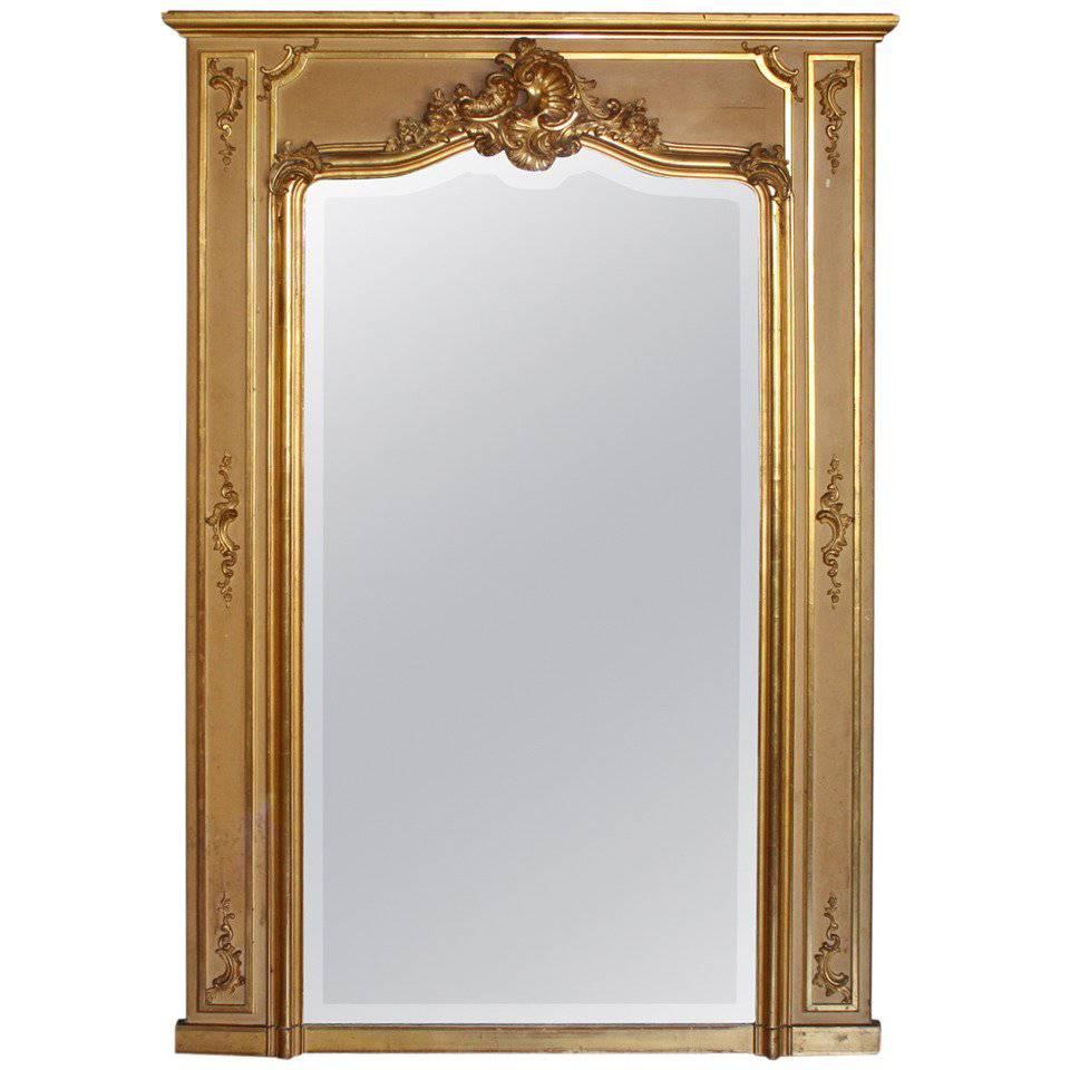 Early 20th Century Louis XV Style Trumeau Mirror in Giltwood For Sale