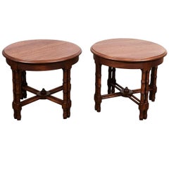 Pair Mid-Century Faux Bamboo Side Tables