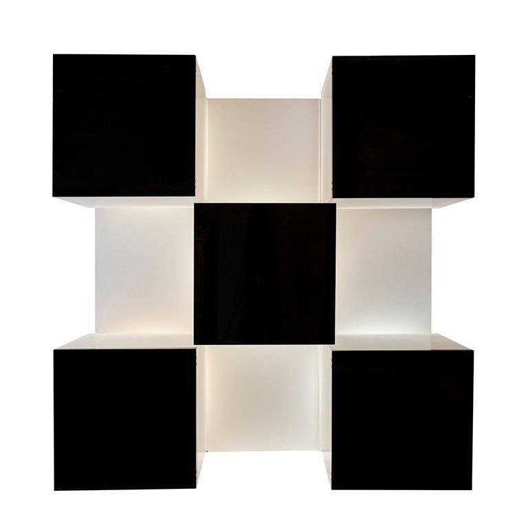 Backlit Bookcase Designed by Roberto Monsani for Acerbis Illuminated Boxes