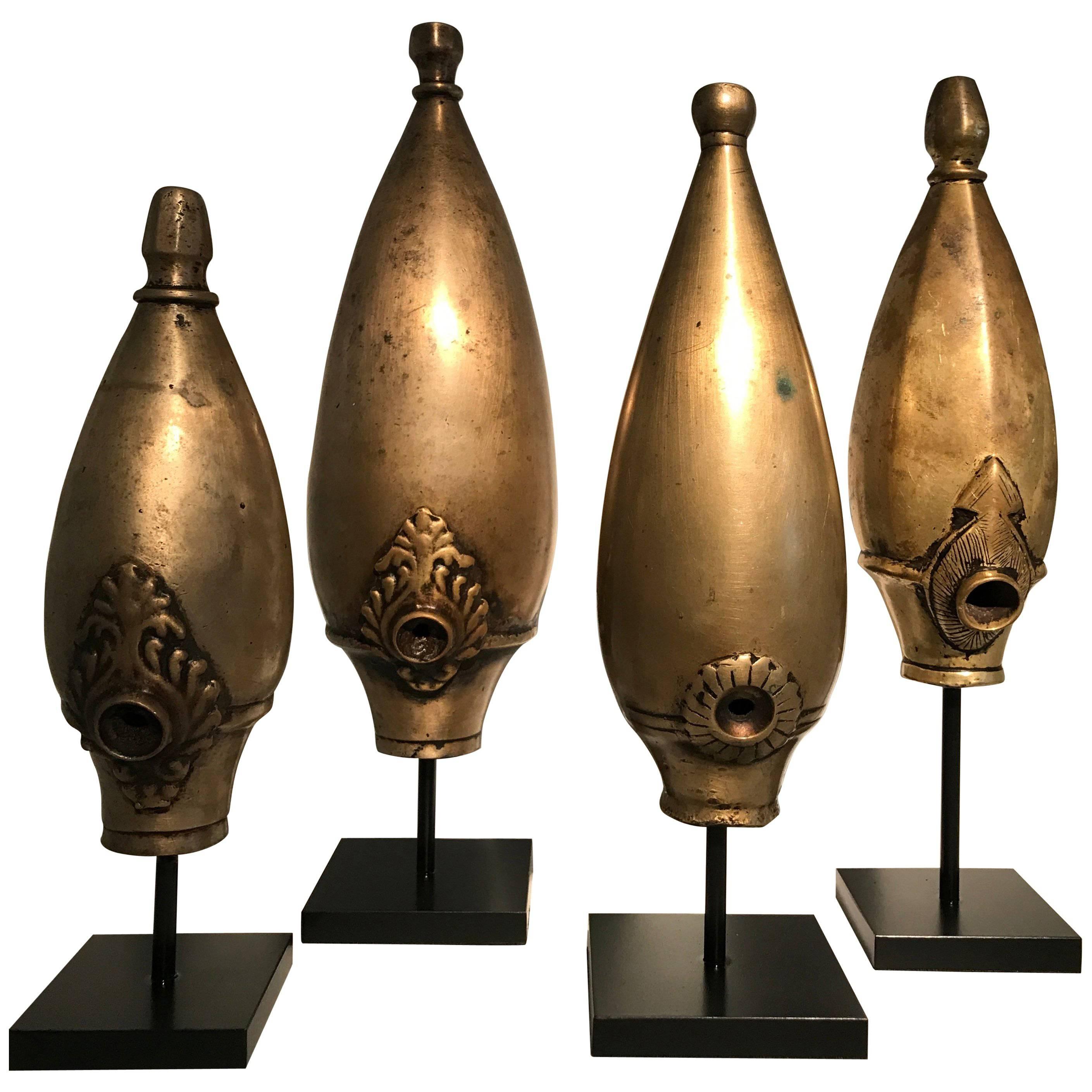 Bronze Set of Portable Hookah Base, India