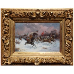 Adolf Constantin Baumgartner Stoiloff Oil on Board Cossacks Warriors on Horsback