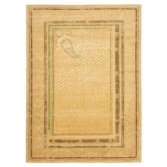 "Paisley Panorama" Green Gold Hand-Knotted Area Rug