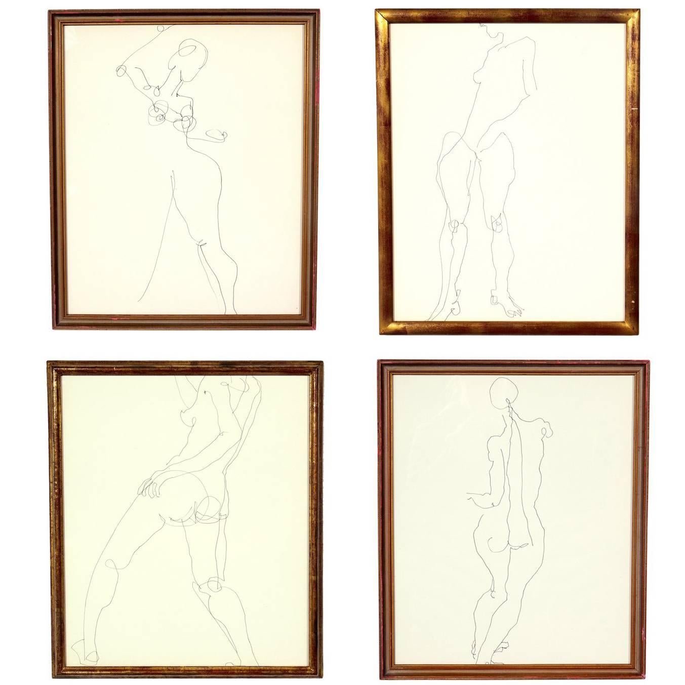 Selection of Figural Line Drawings or Gallery Wall by Miriam Kubach