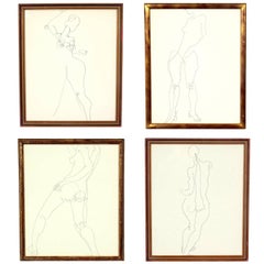 Eine Auswahl an figuralen Linienzeichnungen oder Wandmalereien für die Galerie von Miriam Kubach