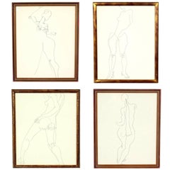 Selection of Figural Line Drawings or Gallery Wall by Miriam Kubach