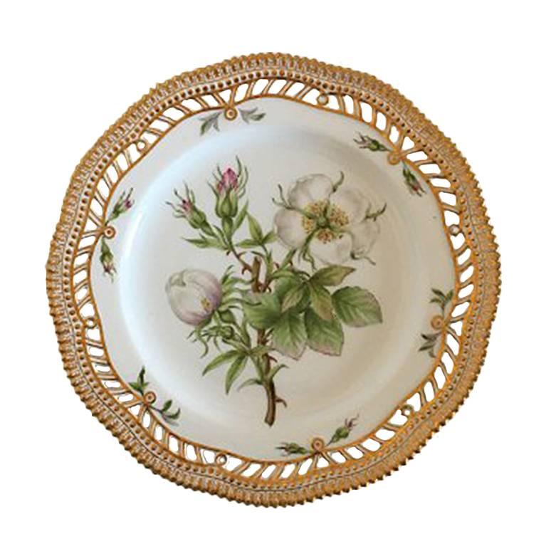 Royal Copenhagen Flora Danica Luncheon Plate with Pierced Border #3554 For Sale